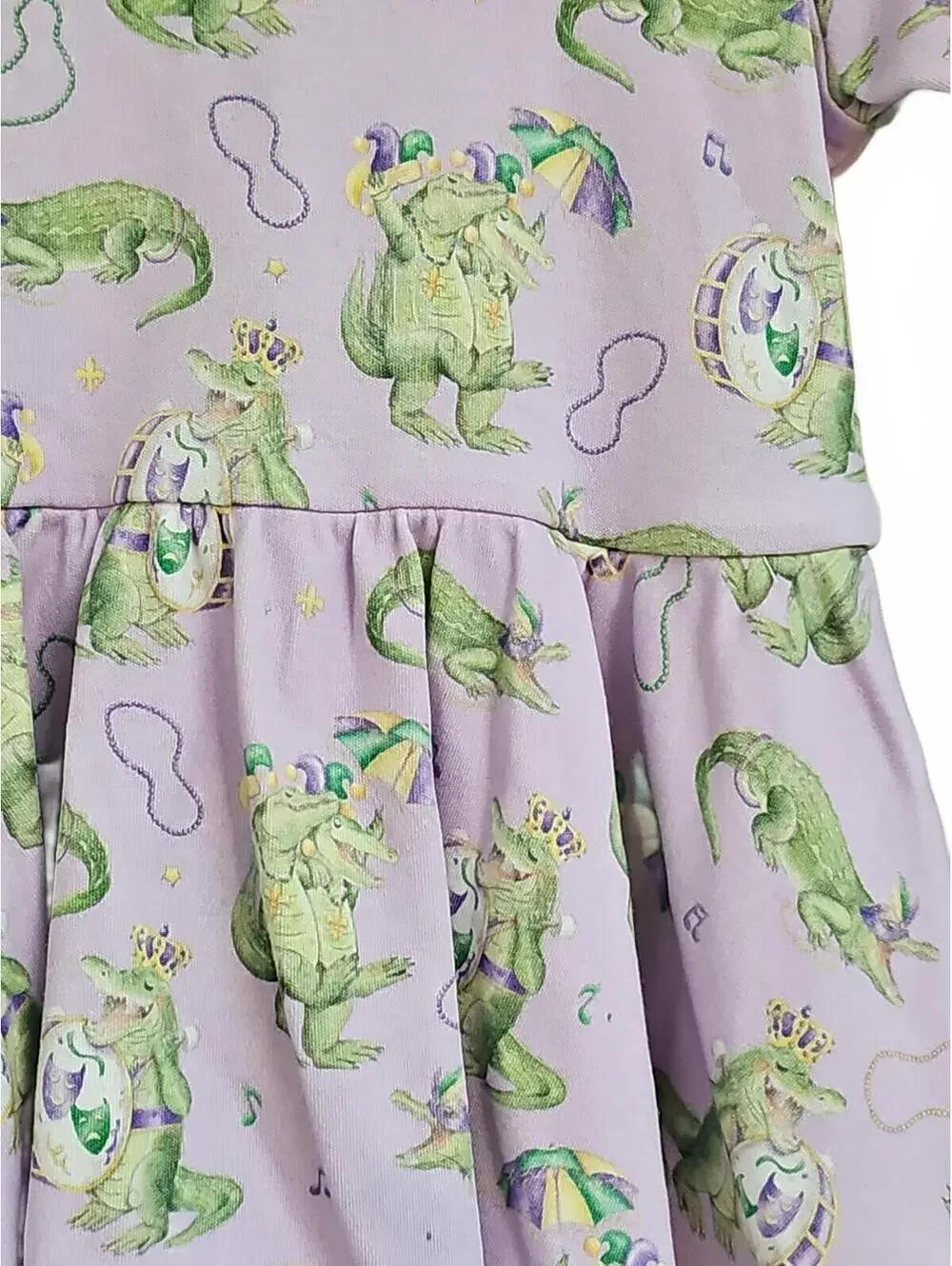 Nola Tawk Mardi Gras Alligator dress girls New Orleans purple green gold 3T
